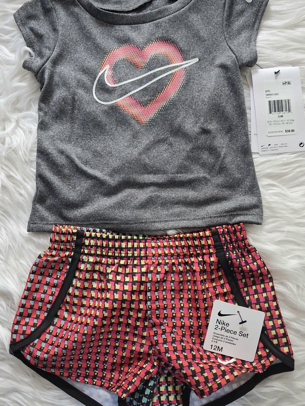 Girl's Nike 2 Piece Dri Fit Shorts &Shirt Set-Size 12M-NWT